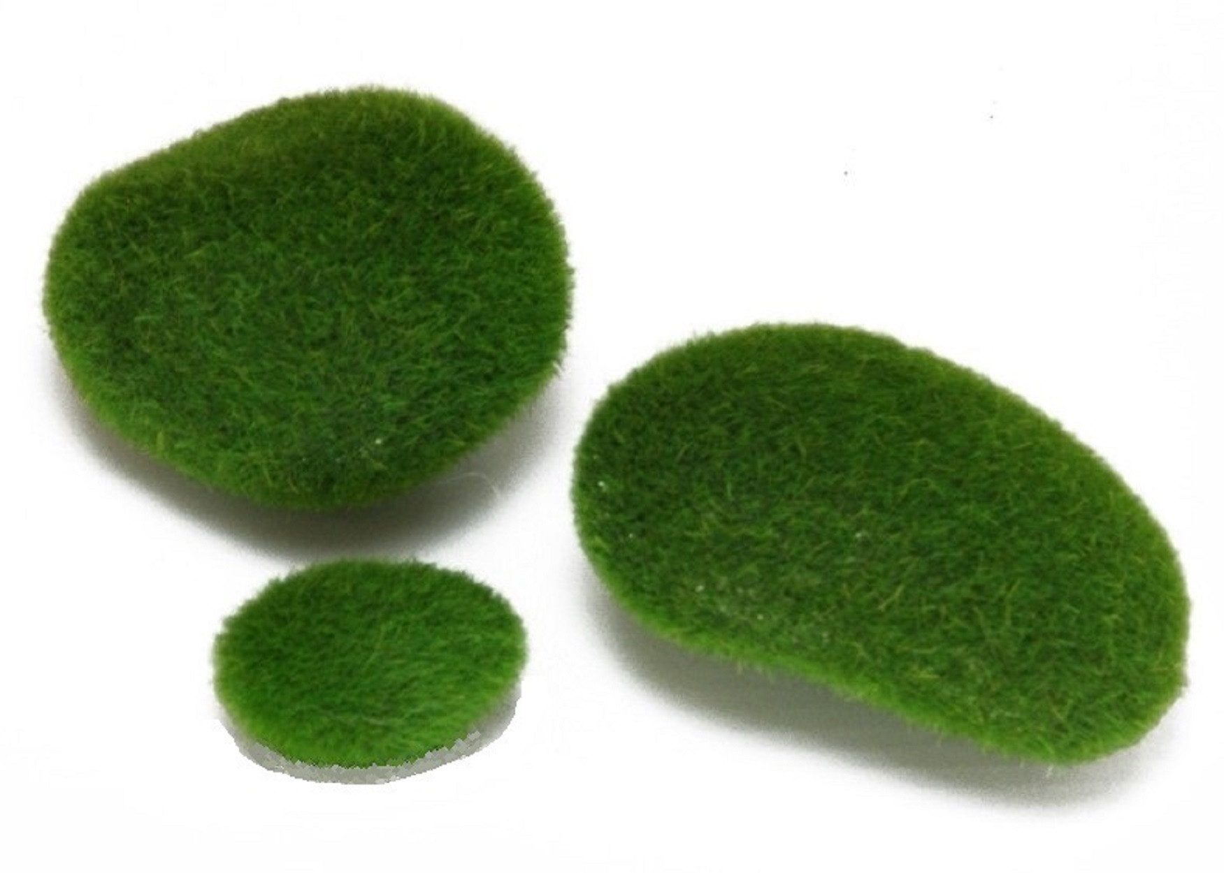 Kunstgras Künstliche MOOSSTEINE 3 Stück ca 4,5cm 8cm 9,5cm Dekosteine Kunst-Moos, Floratexx GmbH