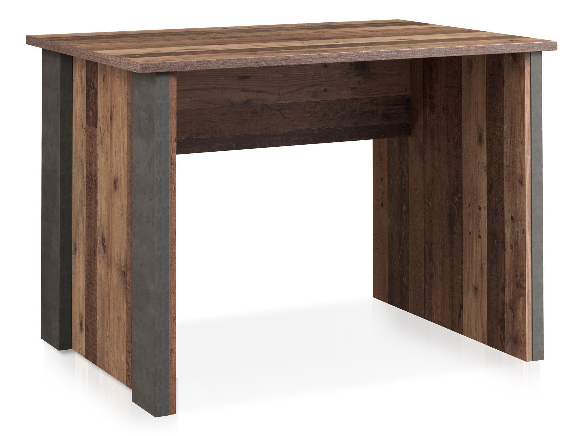 Moebel-Eins Schreibtisch, CASSIA Schreibtisch 103 cm, Material Dekorspanplatte, Old Wood Vintage/betonfarbig | Schreibtische