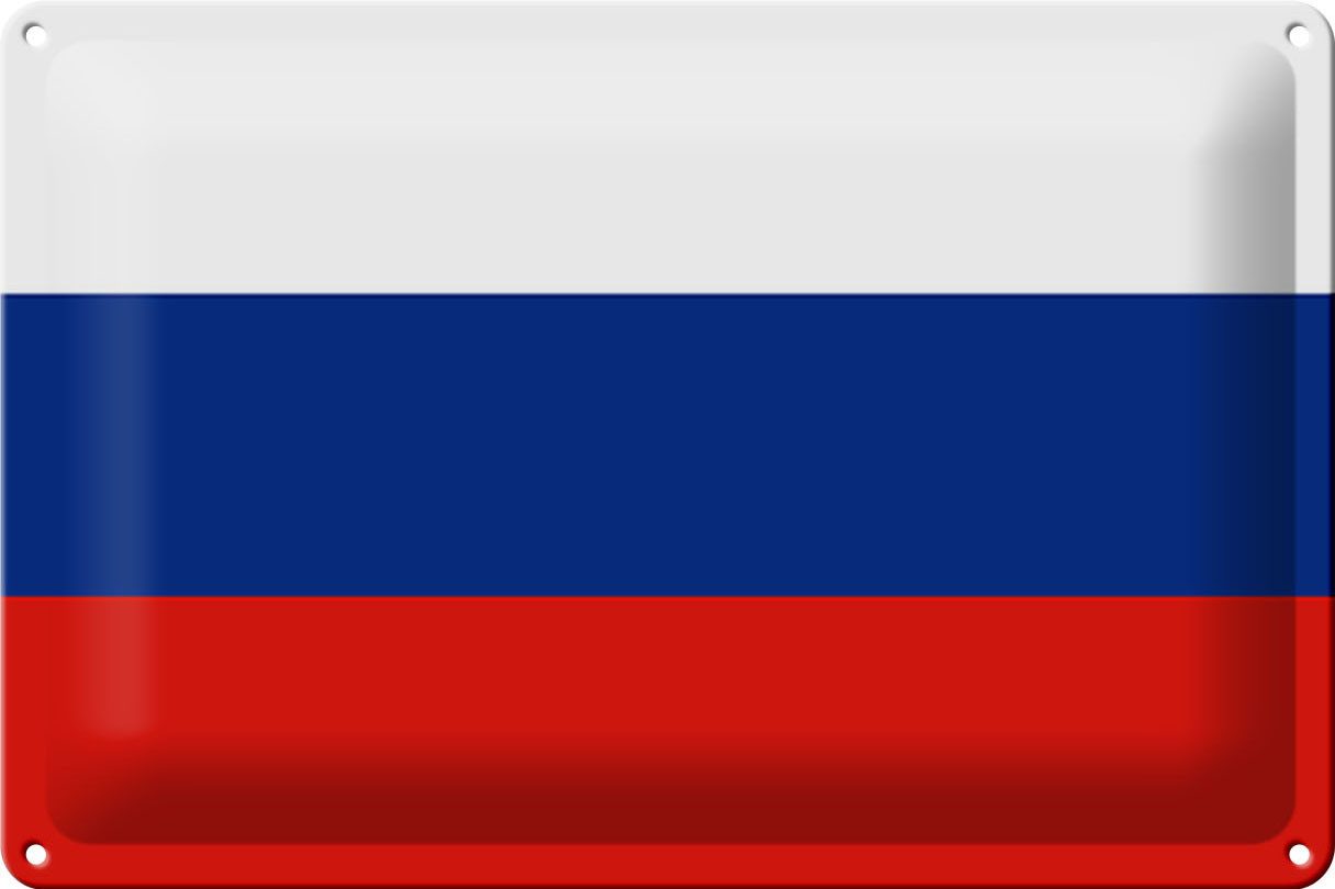 Femer GmbH Metallschild Flagge Russland 30x20cm Flag of Russia, (1 St), gewölbte Oberfläche, abgerundete Ecken, umgeschlagene Kanten