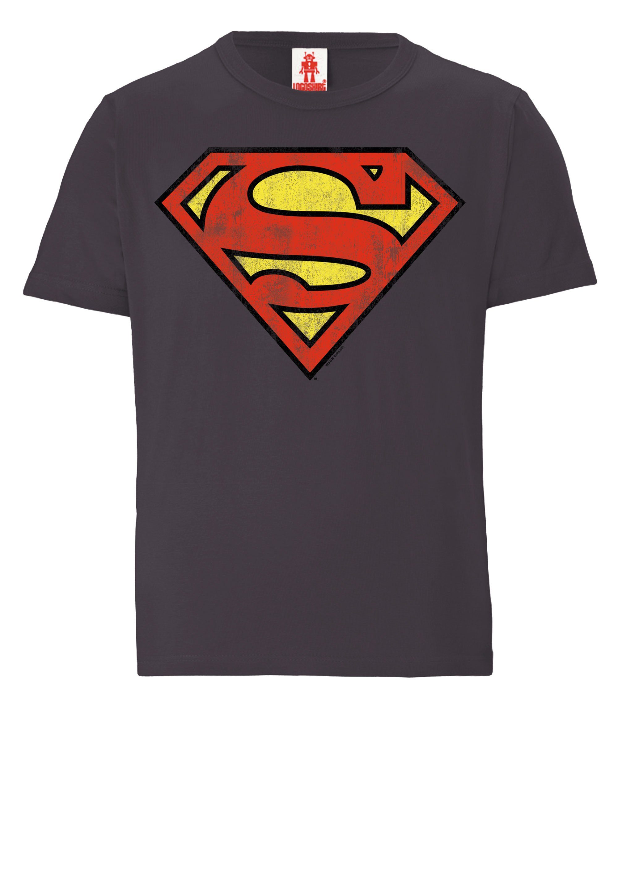 LOGOSHIRT T-Shirt DC Comics mit dunkelblau – Print Superman lizenziertem