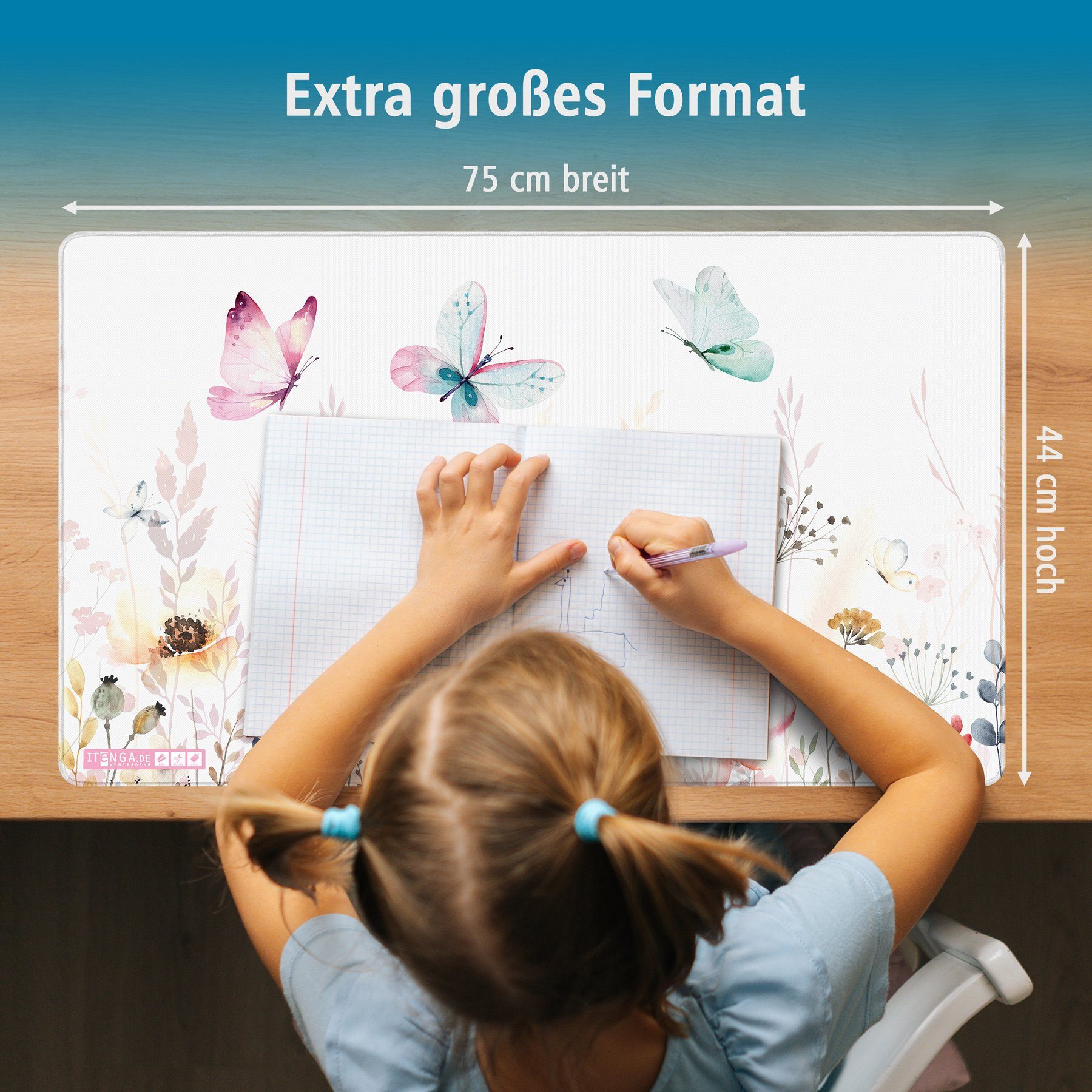 itenga Schreibtischunterlage itenga XXL Mauspad Schreibtischunterlage Stoff gummiert 75x44cm SCHMET