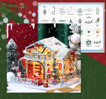 Cute Room 3D-Puzzle 3D-Puzzel DIY Holz Miniaturhaus Weihnachtshaus, Puzzleteile, 3D-Puzzle, Miniaturhaus, Maßstab 1:24, Modellbausatz zum basteln