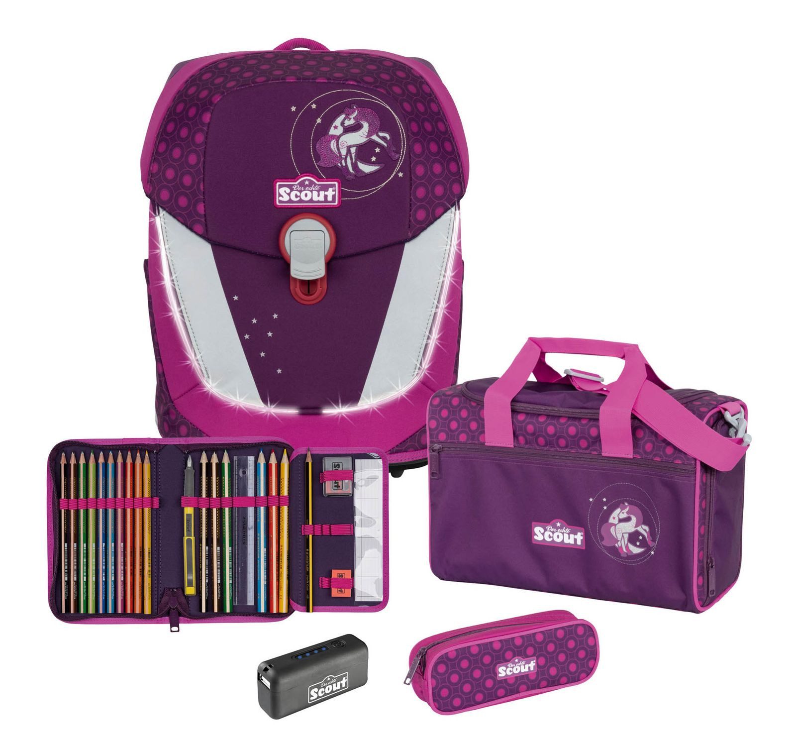 Scout Schulranzen Sunny II Set 4-teilig (Set, 4-tlg)