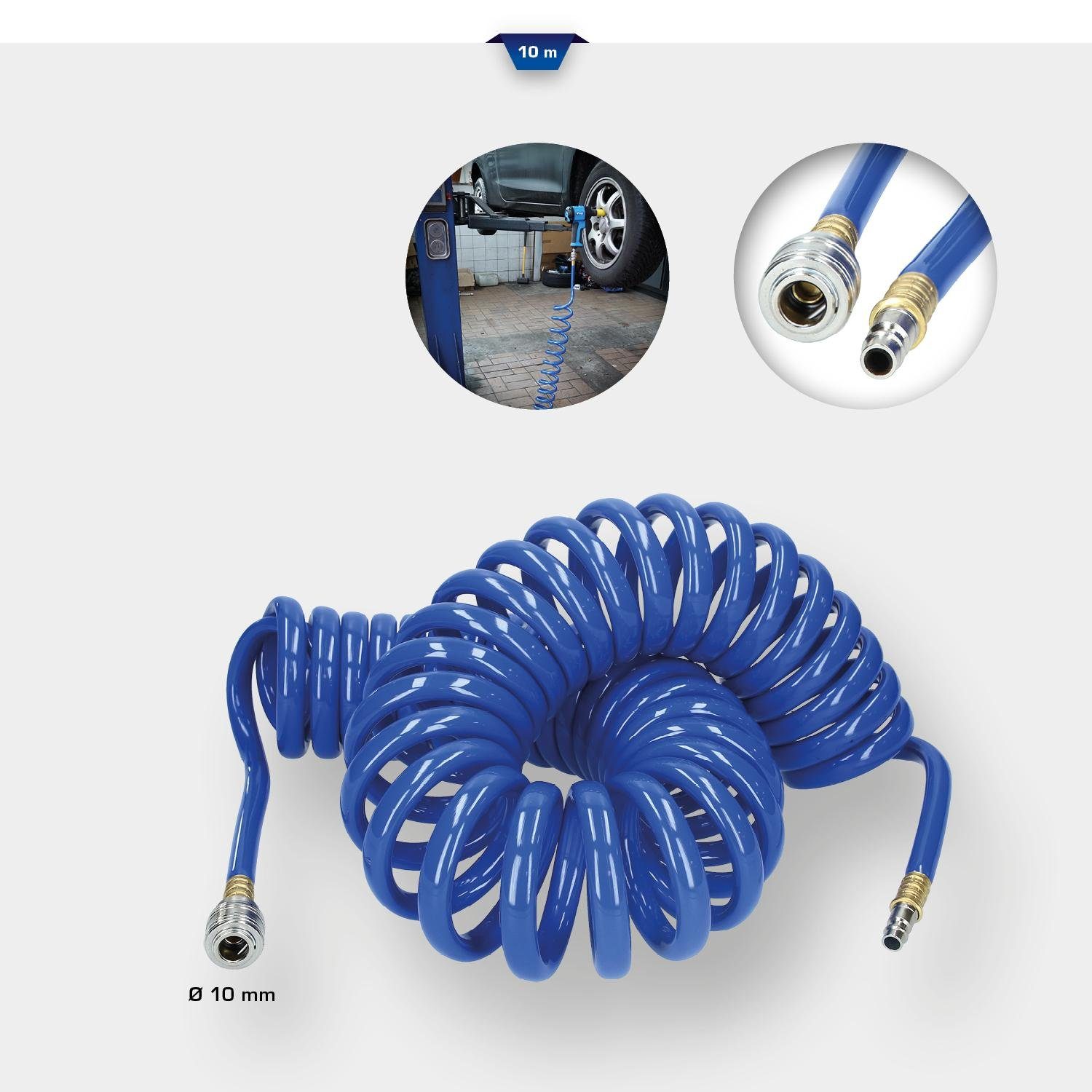 Brilliant Tools Druckluftschlauch Druckluft-Spiralschlauch Ø 10 mm, 10 m