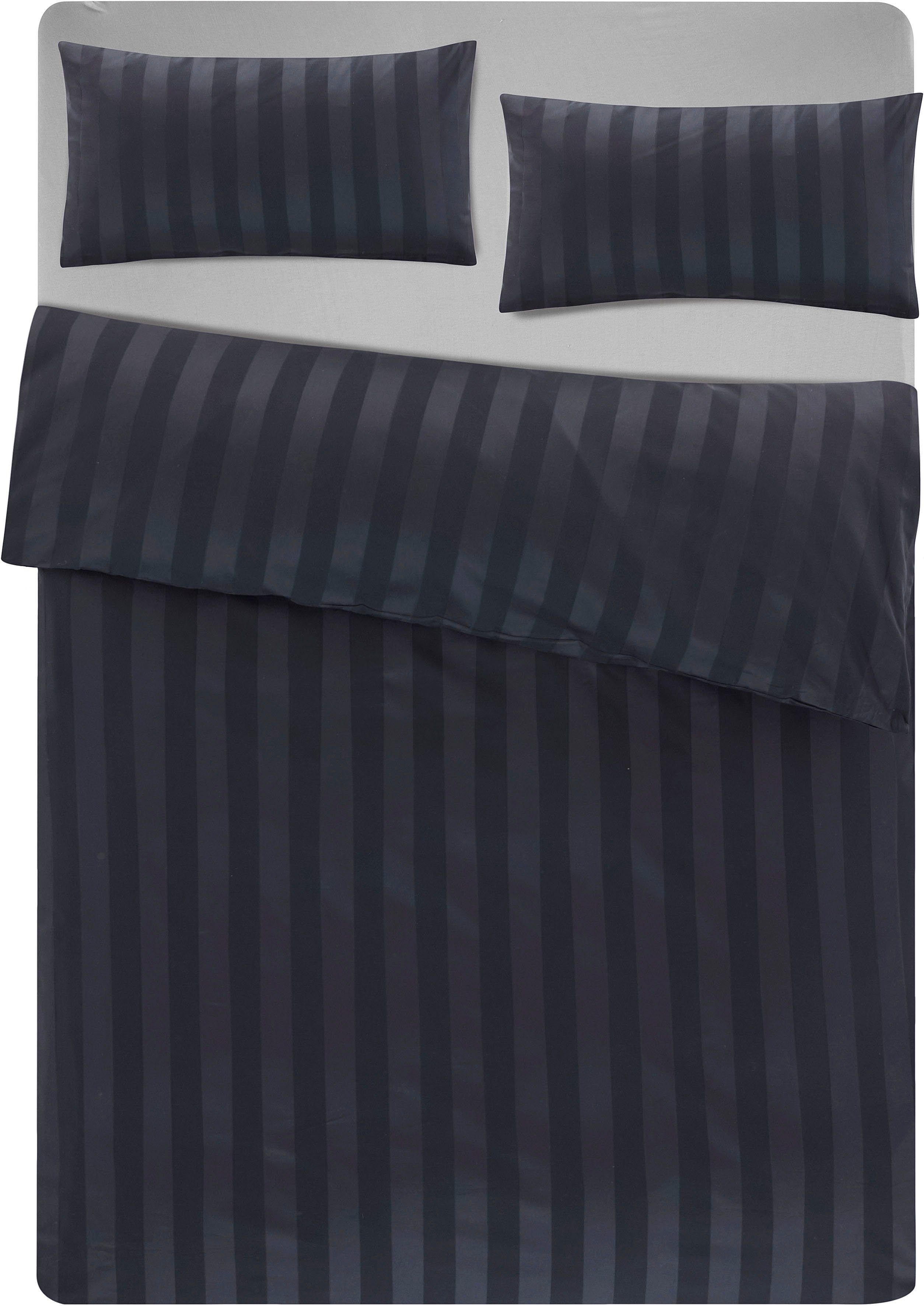 Bettwäsche Malia in Gr. Satin-Qualität Baumwolle, 135x200 Bettwäsche cm, schwarz 155x220 zeitlose Bettwäsche 2 teilig, Satin, aus in oder Leonique