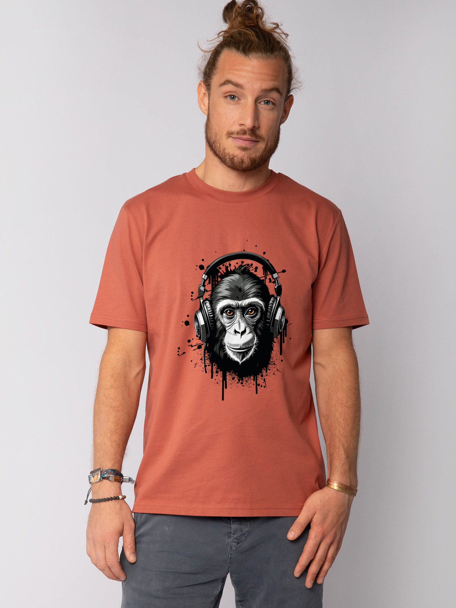 wat? Apparel T-Shirt Affe hört Musik