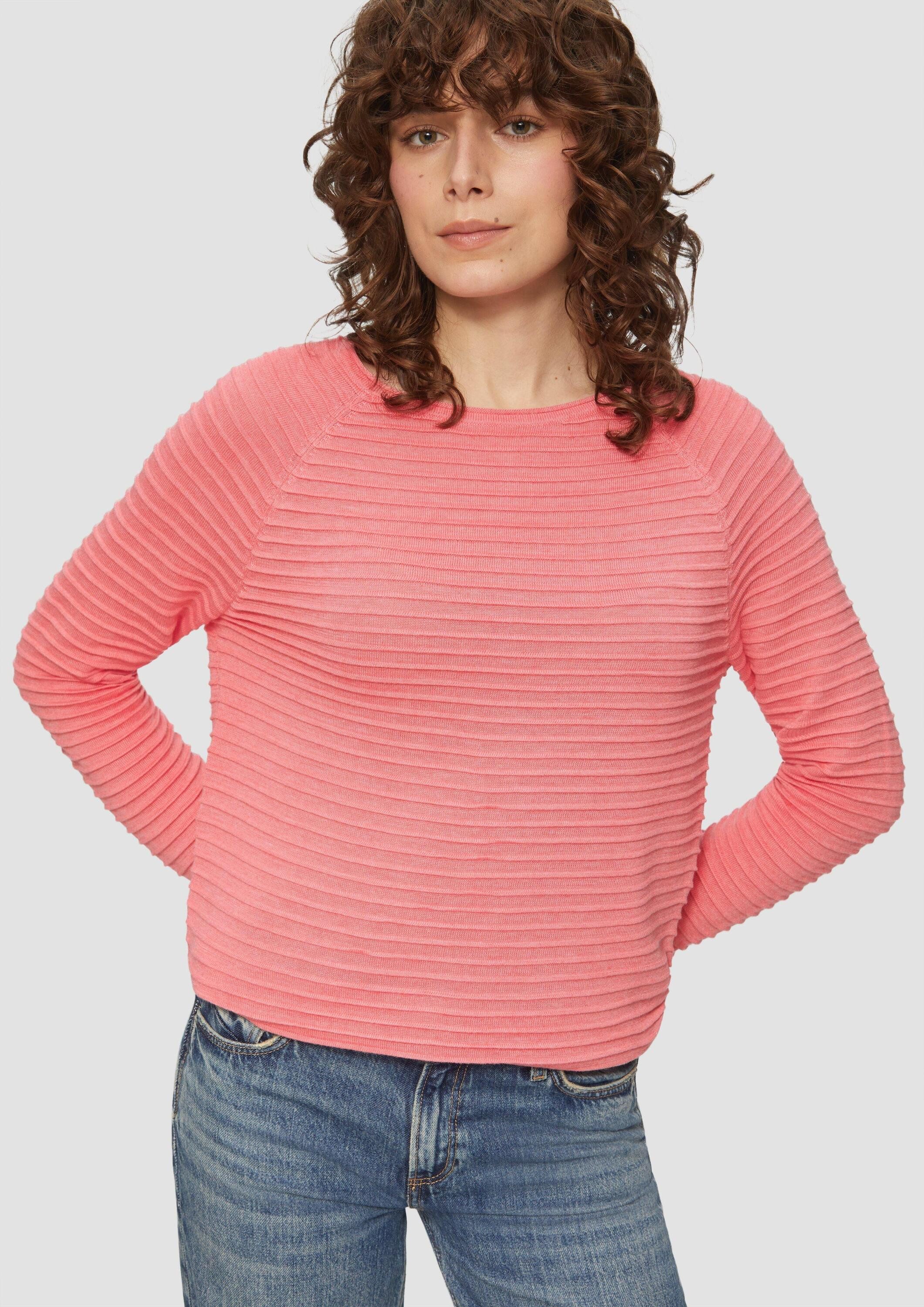 QS Longpullover Strickpullover Pullover mit Strukturmuster aus Viskosemix günstig online kaufen