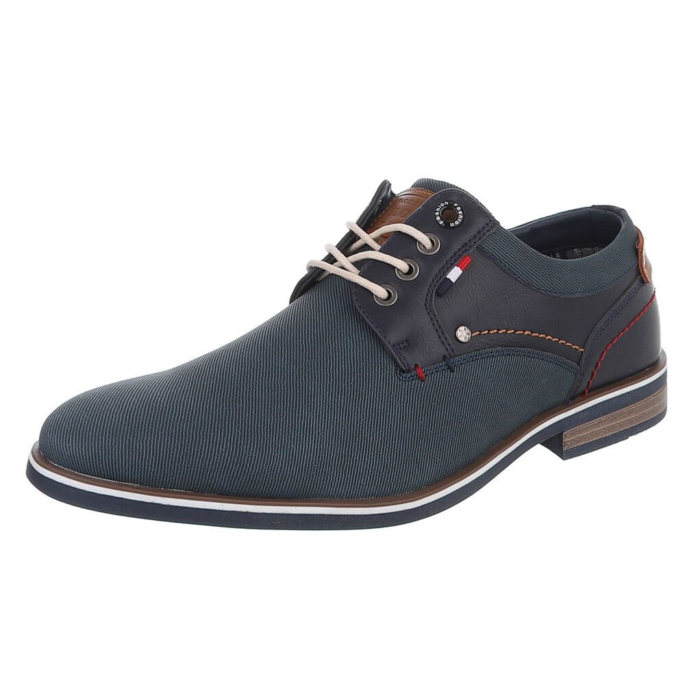 Coolwalk Herrenschuh Schnürer Casual aus Textil und Synthetik Schnürschuh (91917923) Blockabsatz Schnürer in Dunkelblau