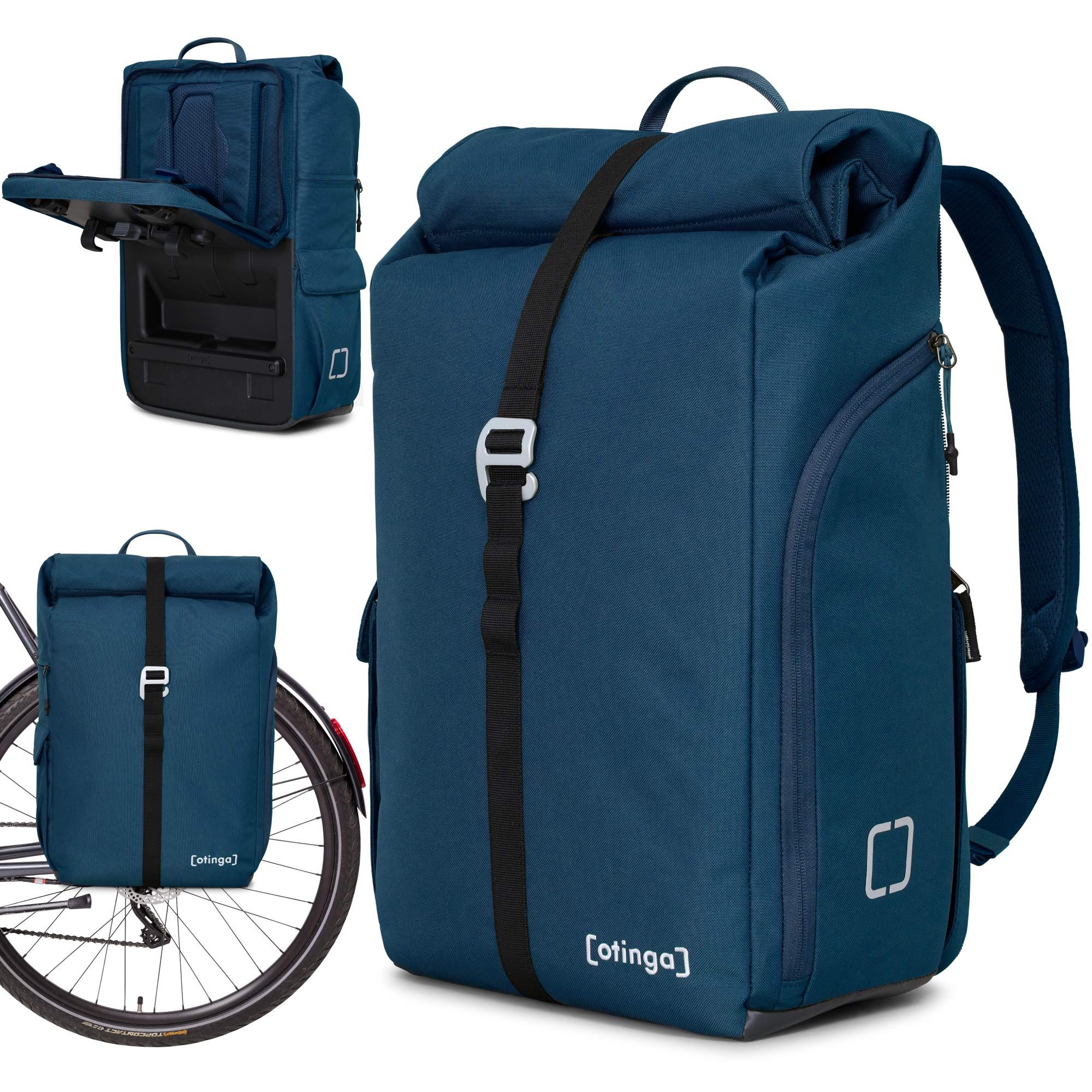 otinga Fahrradtasche Flip V3 Fahrradtasche Rucksack Wasserdicht Gepäckträgerhalterung, 34L Gepäckträgertasche mit Rucksack, Radtasche, in 3 Sekunden umgebaut