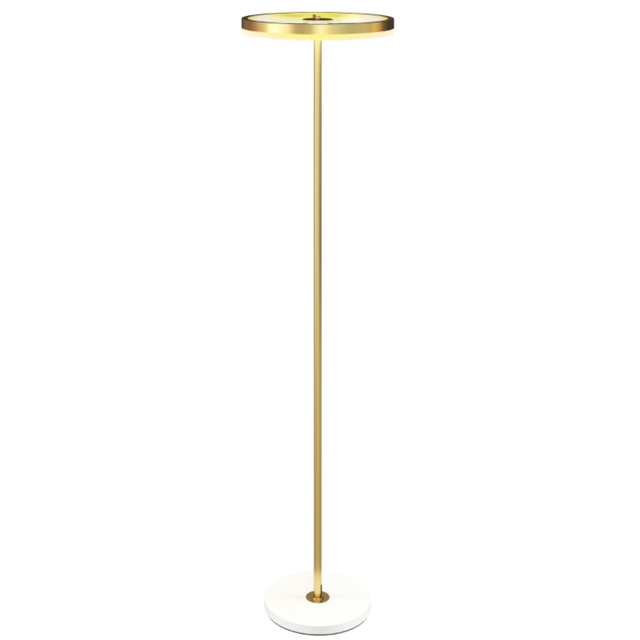 Blossom LED Stehlampe Dimmbar Stehleuchte mit Fußschalter, 3 Helligkeitsstufen, Acryl, Metallgestell, 4000 K, Gold, für Wohnzimmer, Schlafzimmer und Büro