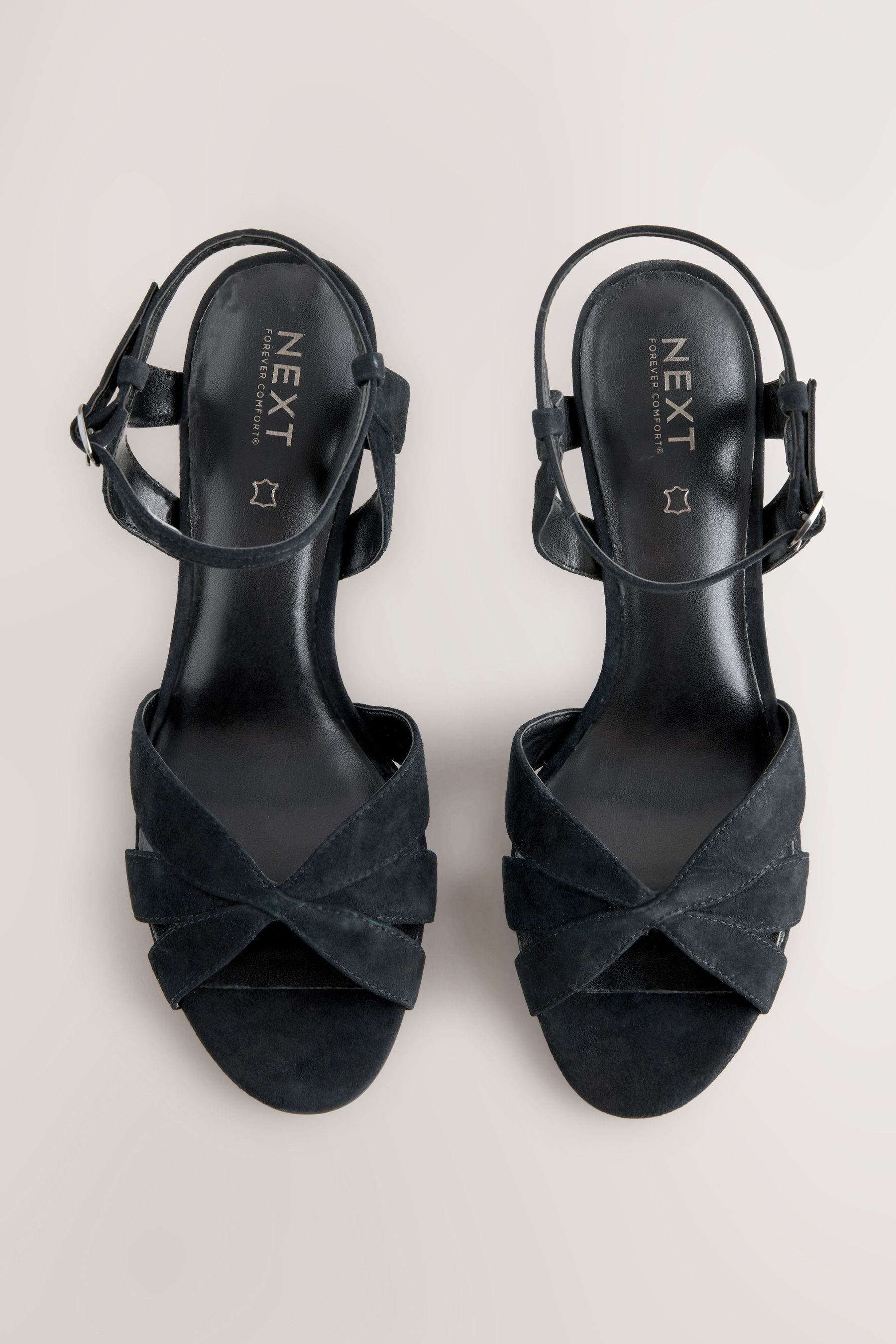 Next Forever Comfort® Leder-Sandaletten, Gitteroptik High-Heel-Sandalette ( günstig online kaufen