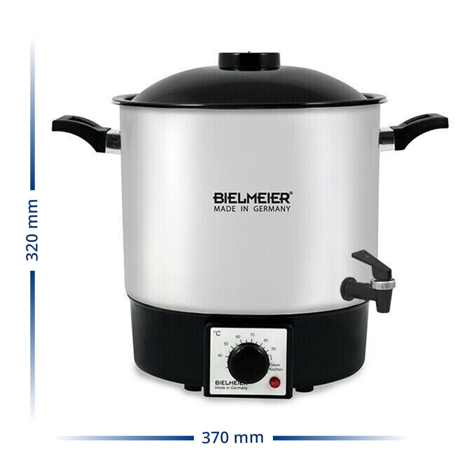 Bielmeier Einkochautomat einwecken einkochen Edelstahl 9 Liter, 1000 W, Auslaufhahn 3/8" Kunststoff BHG 990.1 (B990122)