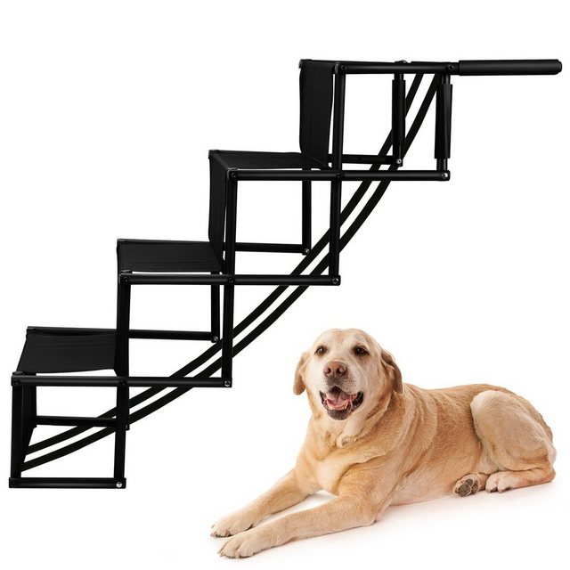 TolleTour Hunderampe Faltbare Haustiertreppe Hundetreppe 4-stufige Einstiegshilfe Rampe