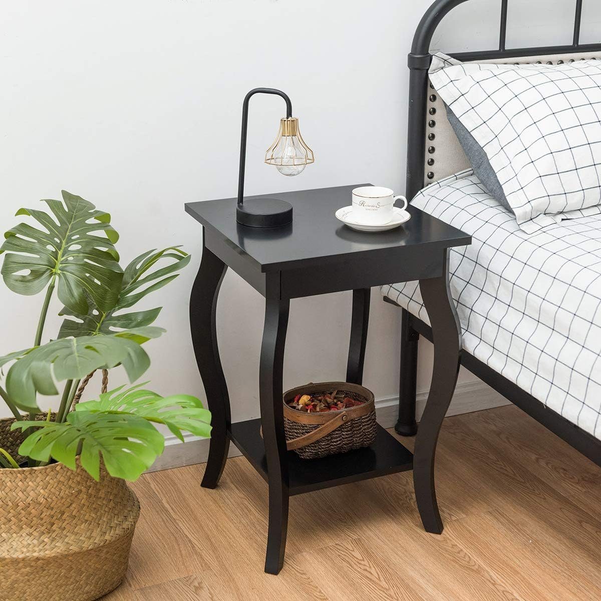 COSTWAY Nachttisch (2-St), mit Ablage, 2 Ebene Beistelltisch Holz, 40x40x60 günstig online kaufen