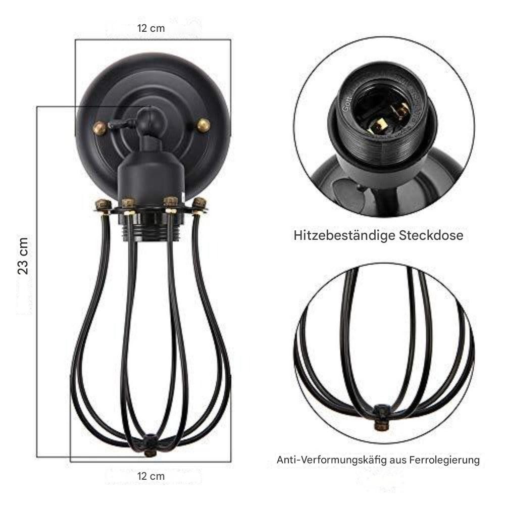 Riserva Wandleuchte Amerikanische Retro Wandlampe,schwarze Wandlampe,E27,fü günstig online kaufen