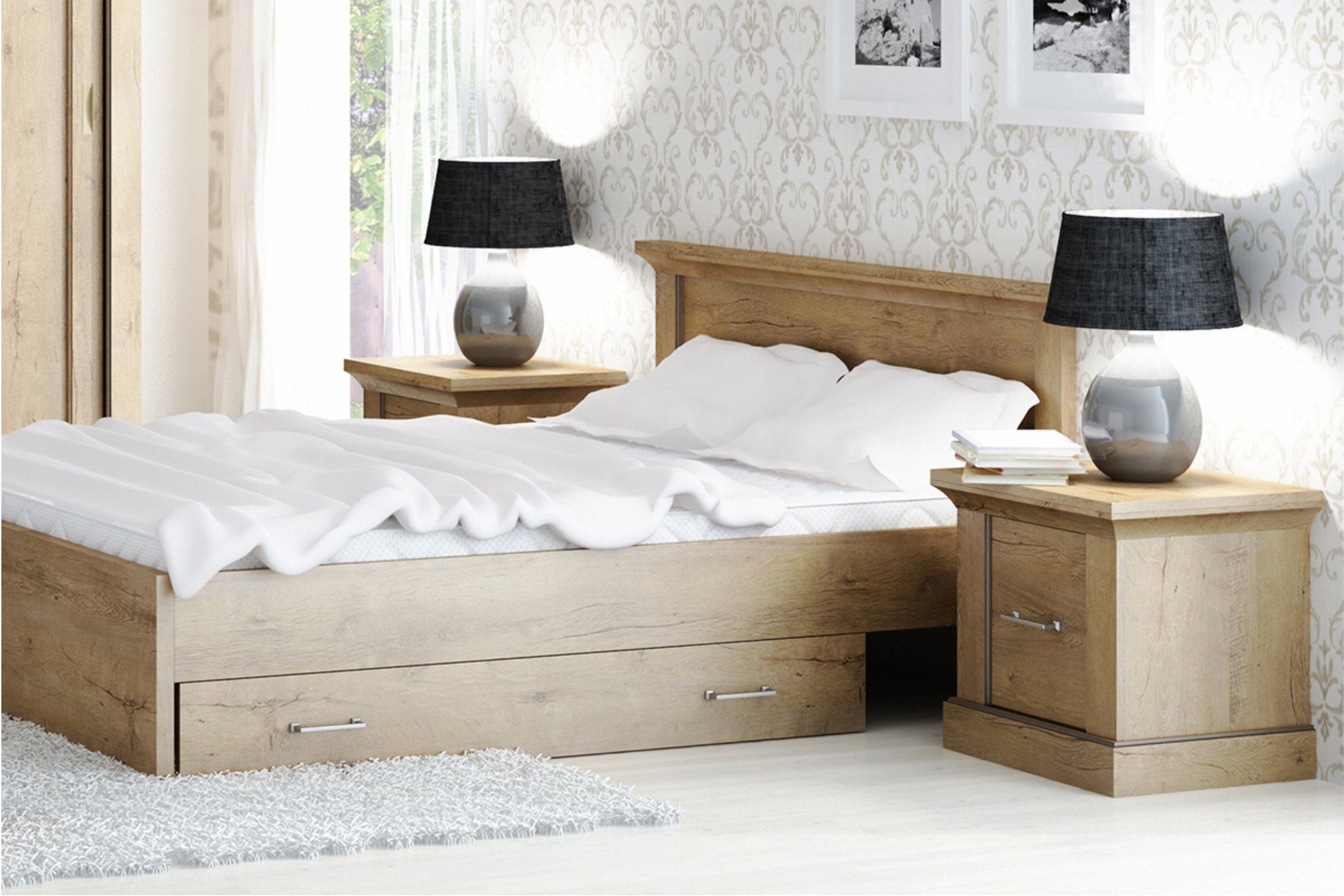 KONSIMO® Bett VETIS Bett mit Rahmen, mit Kopfstütze, zeitloses Design