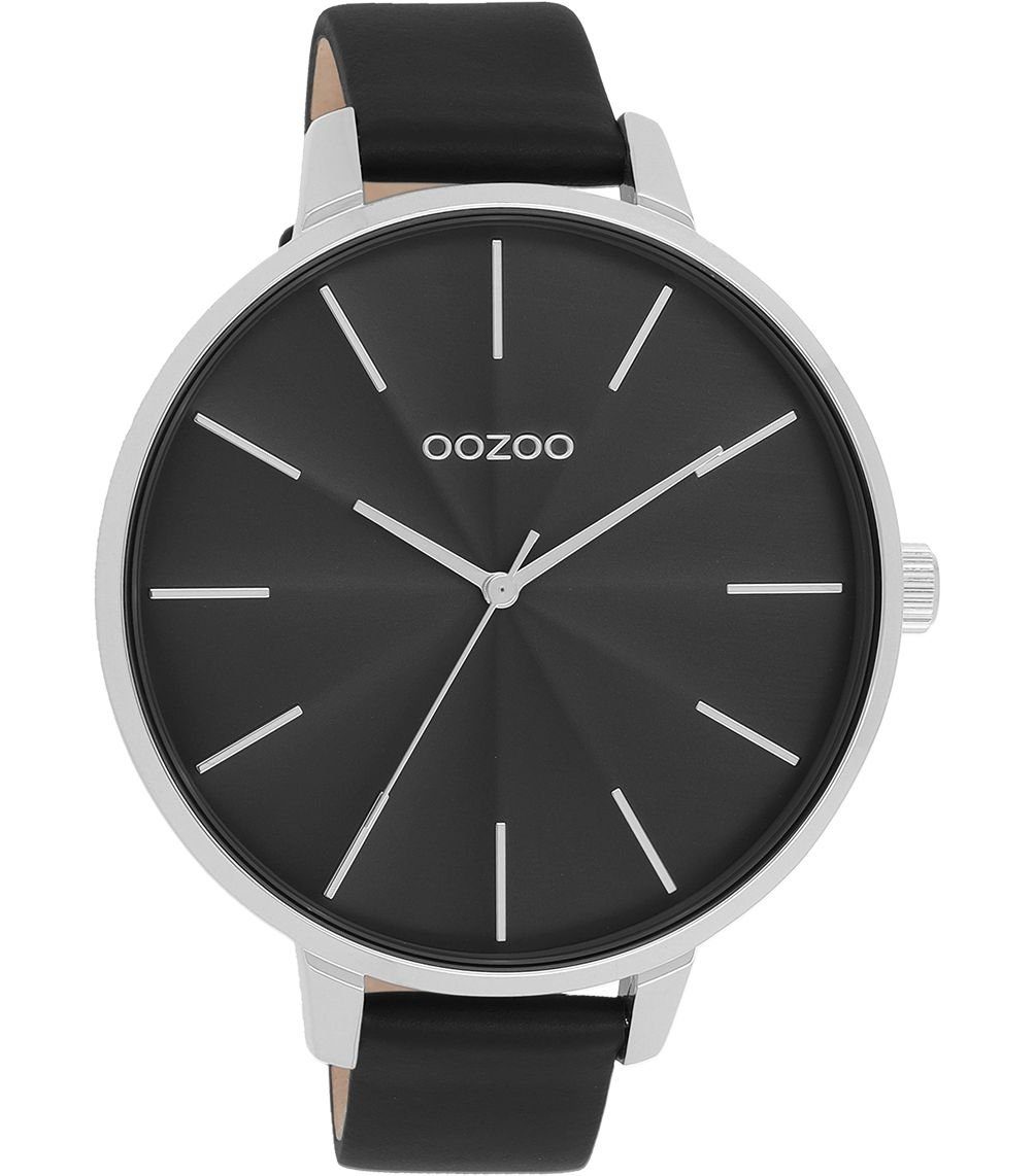 OOZOO Quarzuhr Oozoo Damen Armbanduhr Timepieces Analog, Damenuhr rund,  extra groß (ca. 48mm) Lederarmband, Fashion-Style, Hochwertiges Miyota  Quarzlaufwerk. Batterietyp 377 (SR626SW)