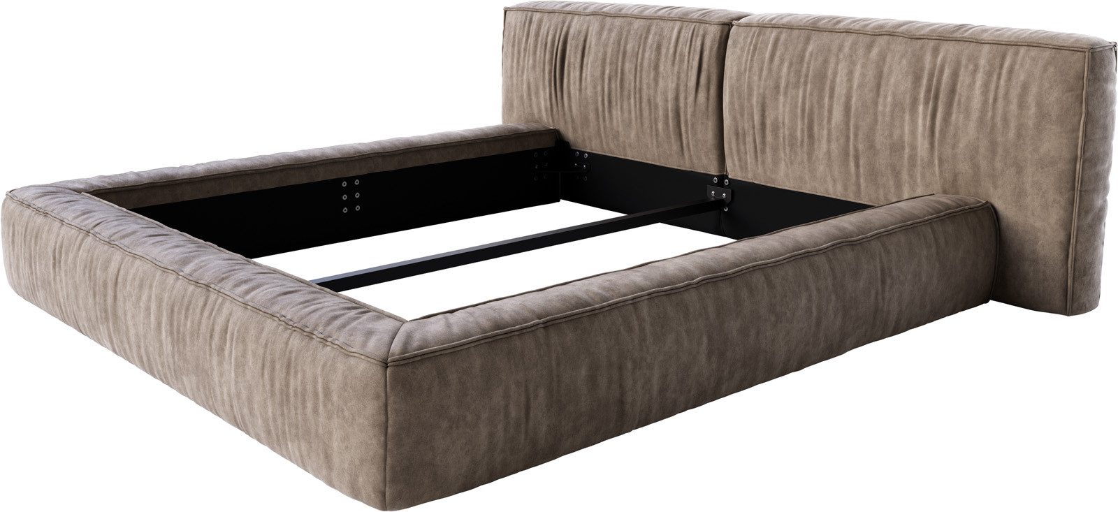 DELIFE Polsterbett Coperti, Mikrofaser Taupe Vintage 180x200 cm