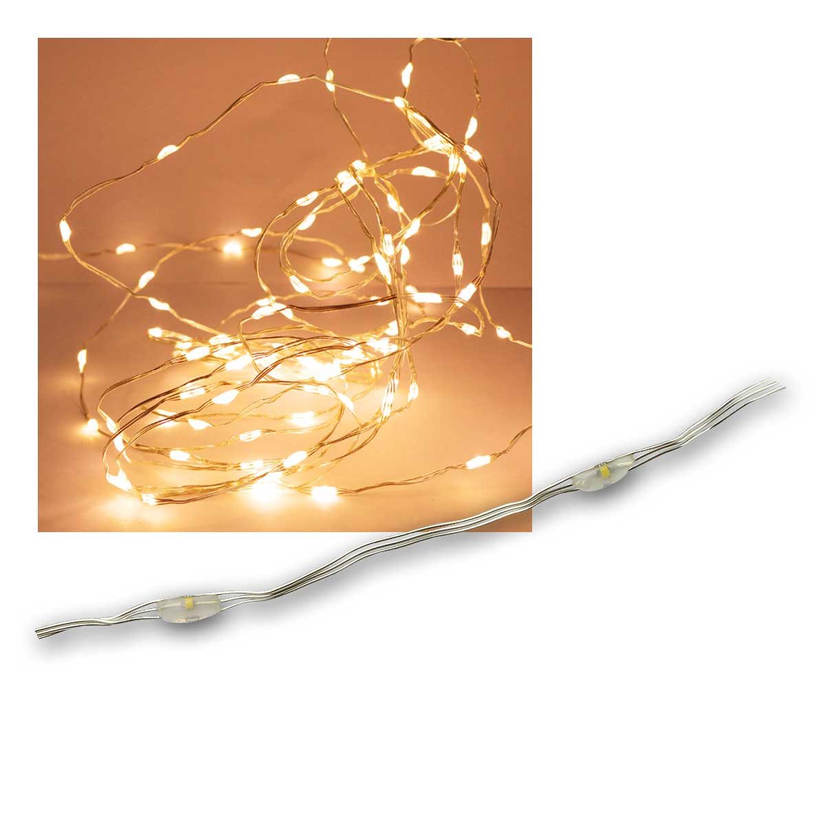 EGB LED-Lichterkette Silberdraht Lichterkette, 240 Micro-LED ww, IP44