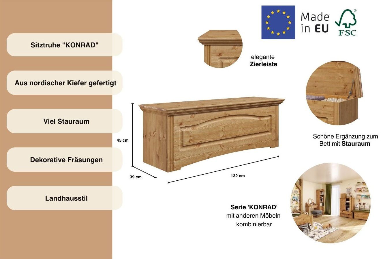 OTTO home Bettbank Konrad, für Schlafzimmer, mit praktischem Innenfach, Made in Europe