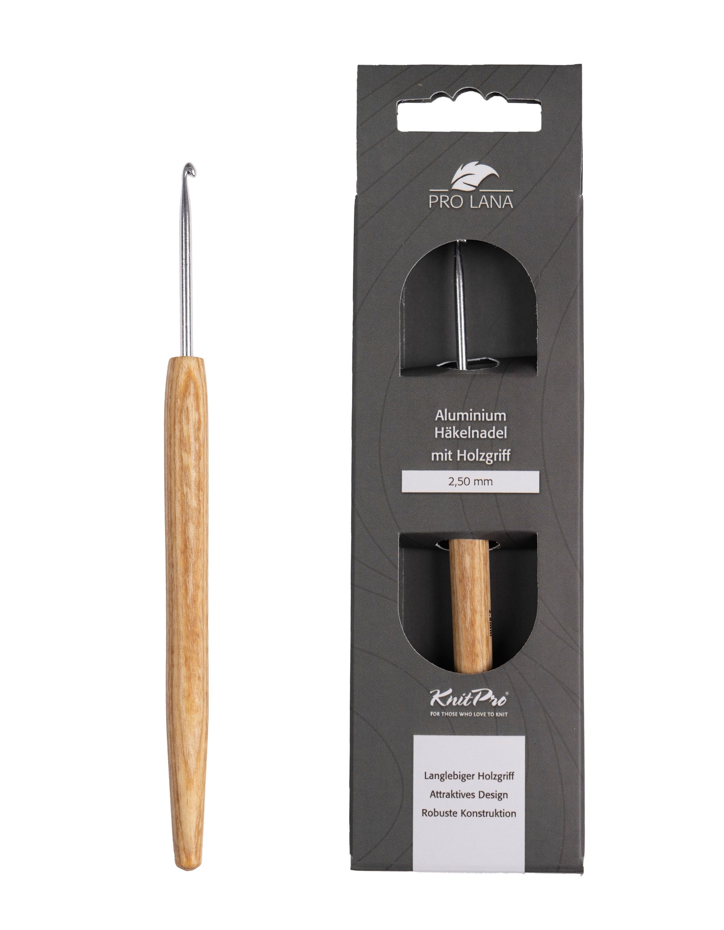 KnitPro Крючки для вязания KnitPro NATURAL Aluminium Häkelnadel, Garnhäkelnadel mit Holzgriff