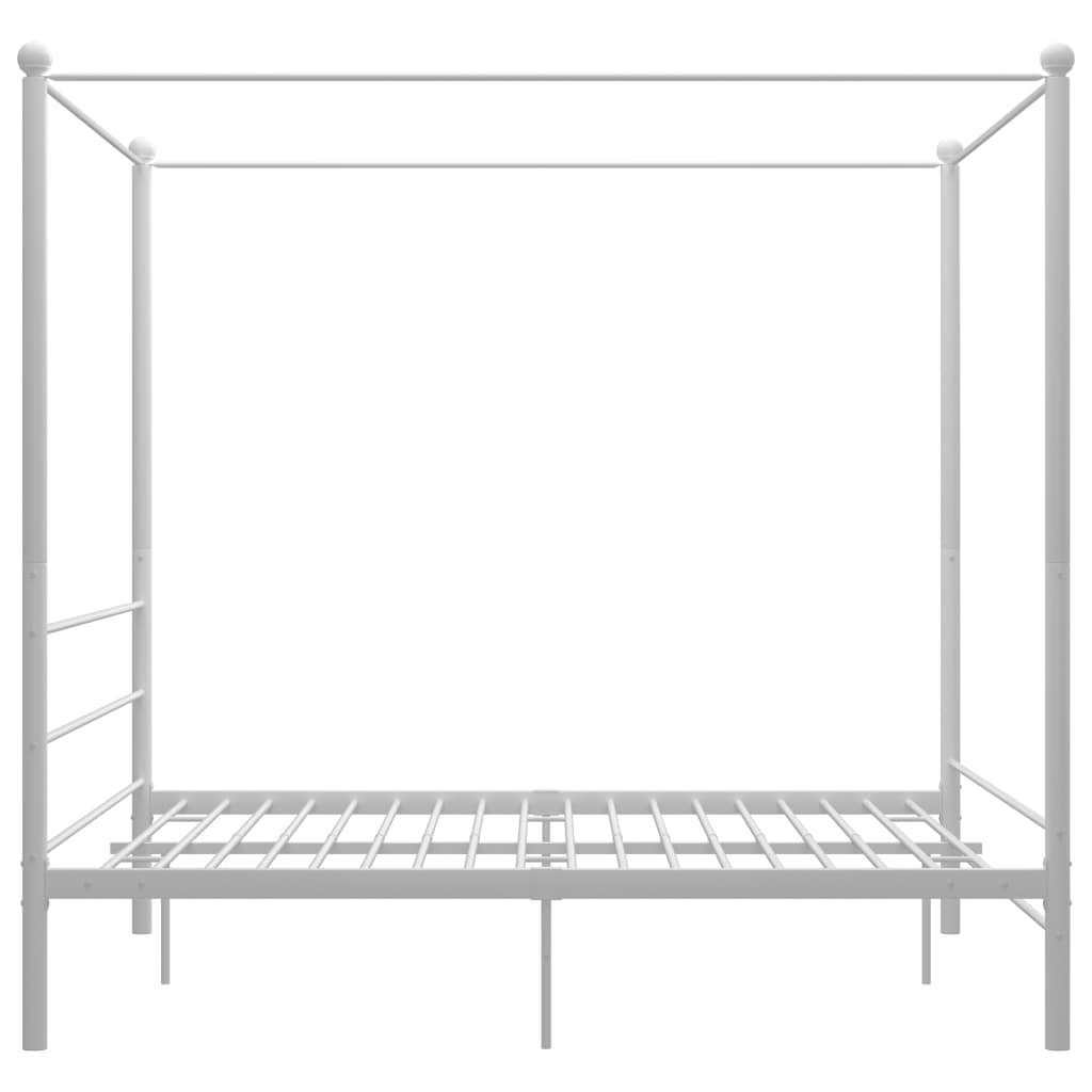 vidaXL Himmelbett 160 x 200 cm Himmelbett Weiß Metall 160x200 cm Bett Bettgestell