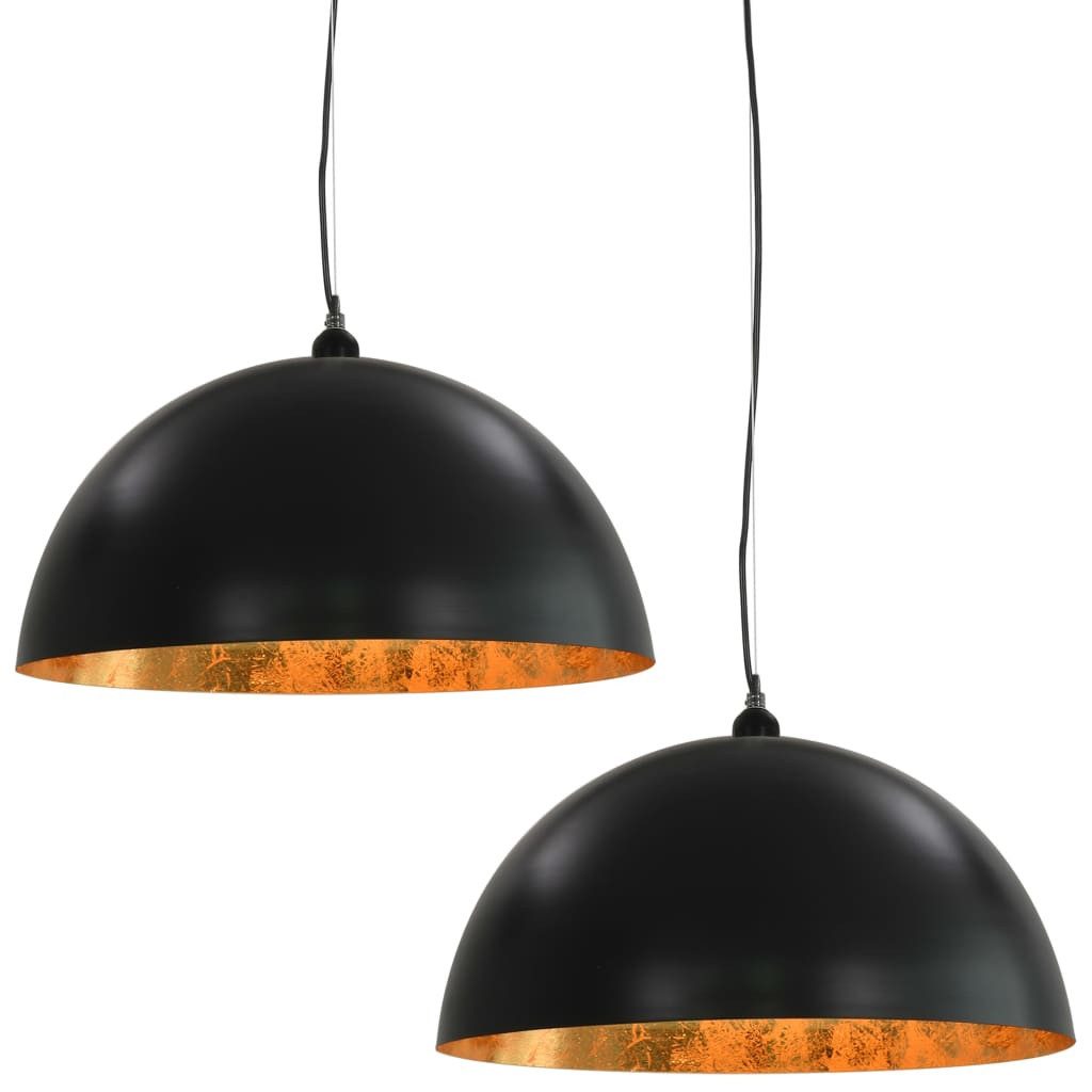 vidaXL Deckenleuchte Deckenleuchten 2 Stk. Schwarz und Gold Halbkugelförmig 50cm E27