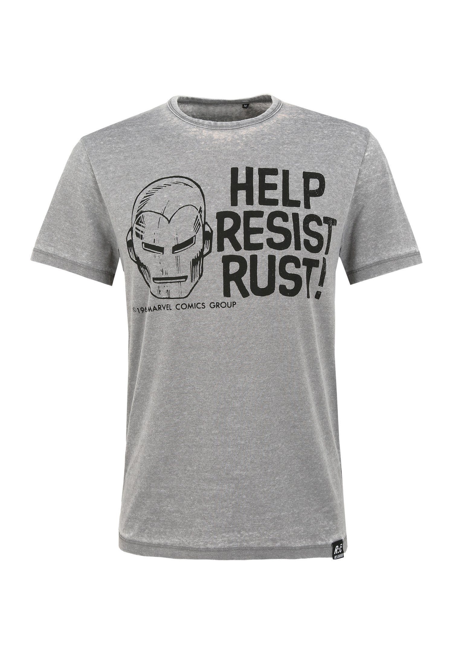 Bio-Baumwolle Resist T-Shirt Grey Marvel Help Light Recovered GOTS Rust zertifizierte