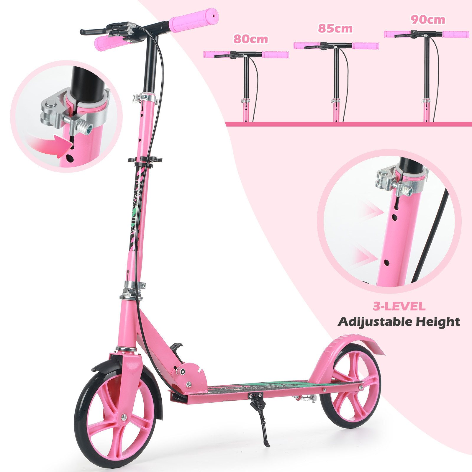 oyajia Cityroller Tretroller Kickroller Cityroller Kinderroller Erwachsene Scooter, (Faltbar Tret-Roller höhenverstellbarer Cityroller), mit Klappfunktion, Kinderscooter mit PU Räder, 100kg belastbar