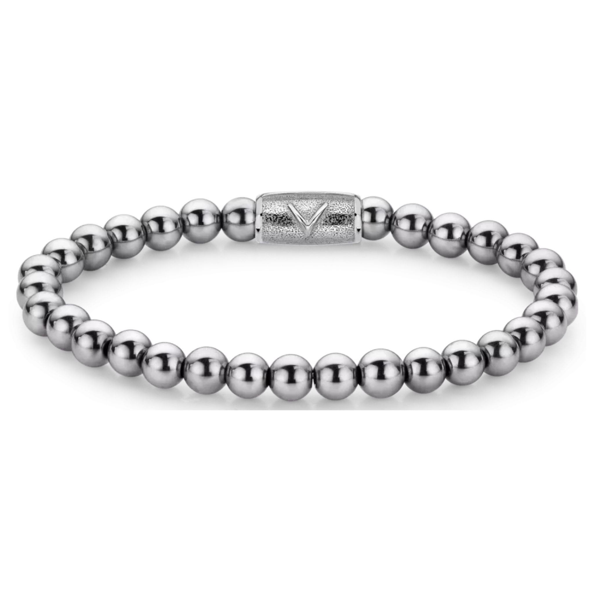 Rebel & Rose Armband Armband aus 6mm großen Hämatitsteinen mit Edelstahlverschluss