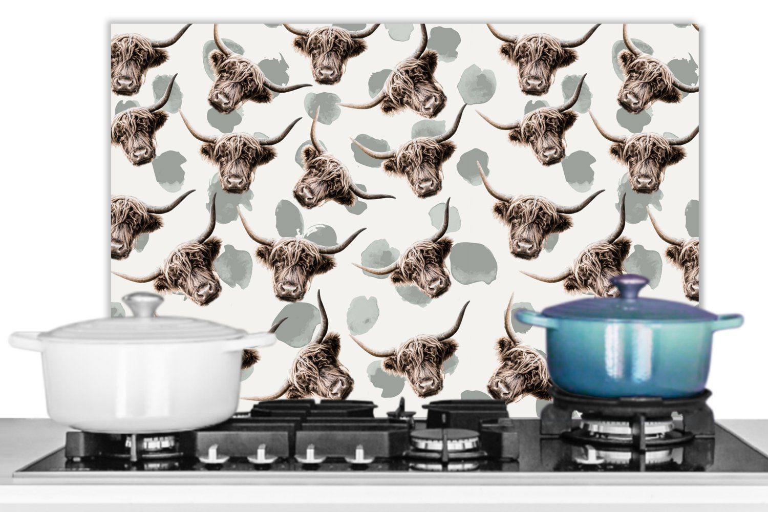 cm, Highlander, MuchoWow - Wandschutz, Temperaturbeständig 60x40 Küchenrückwand aus (1-tlg), küchen Herdblende - Tiere Muster Schottischer