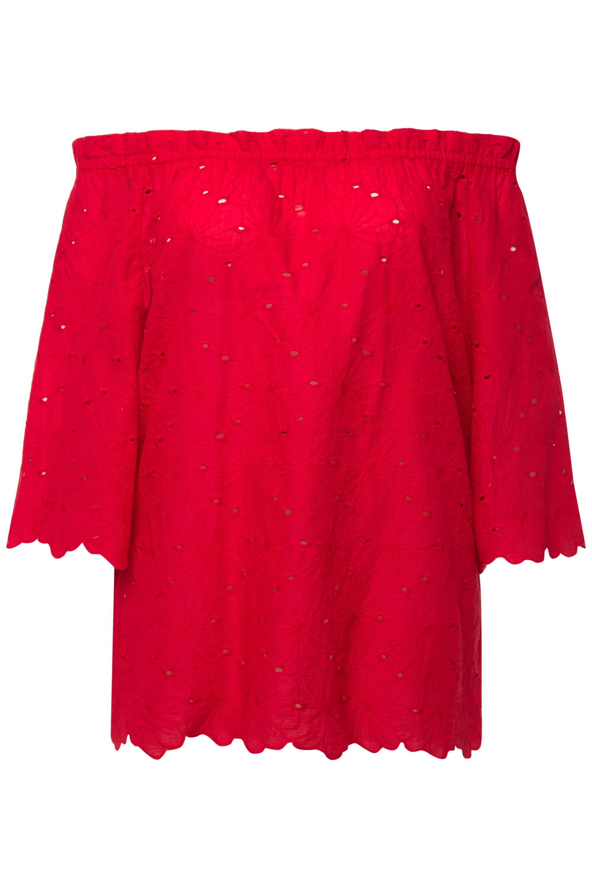 Ulla Popken Tunika Carmenbluse schulterfrei A-Linie Spitze Halbarm günstig online kaufen