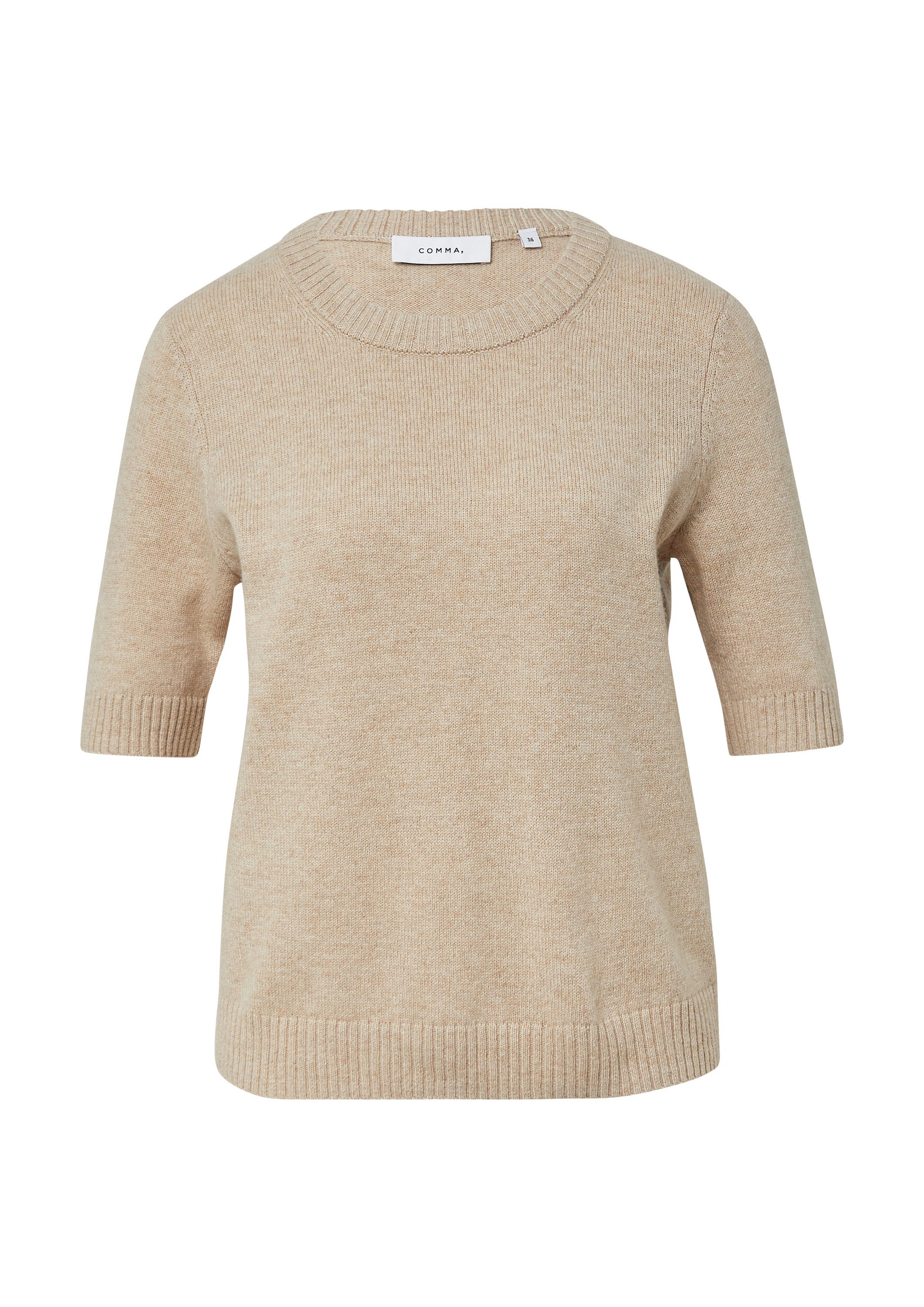 comma Kurzarmpullover Strickpullover Strickpullover aus Wollmix mit halblan günstig online kaufen