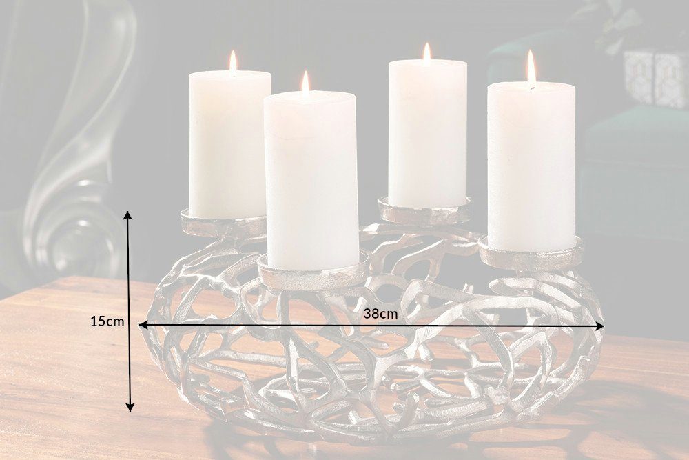 riess-ambiente Kerzenhalter ABSTRACT 38cm für Metall Wohnzimmer · silber Ästen · Deko Kranz St), 4 aus · · (1 Kerzen