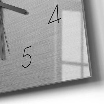 DEQORI Wanduhr 'Gebürsteter Stahl' (Glas Glasuhr modern Wand Uhr Design Küchenuhr)