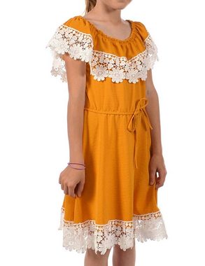 KMISSO Sommerkleid Mädchen Kleid Schulterfrei mit Spitze (1-tlg) bequem zu tragen