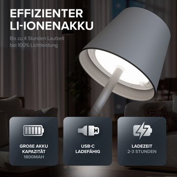 ovilum LED Außen-Tischleuchte Tischlampe, aus Edelstahl in Anthrazit zur
