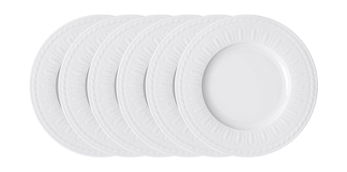 Villeroy & Boch Geschirr-Set Speiseteller 27 cm Cellini weiß 6-tlg., Premium Porcelain