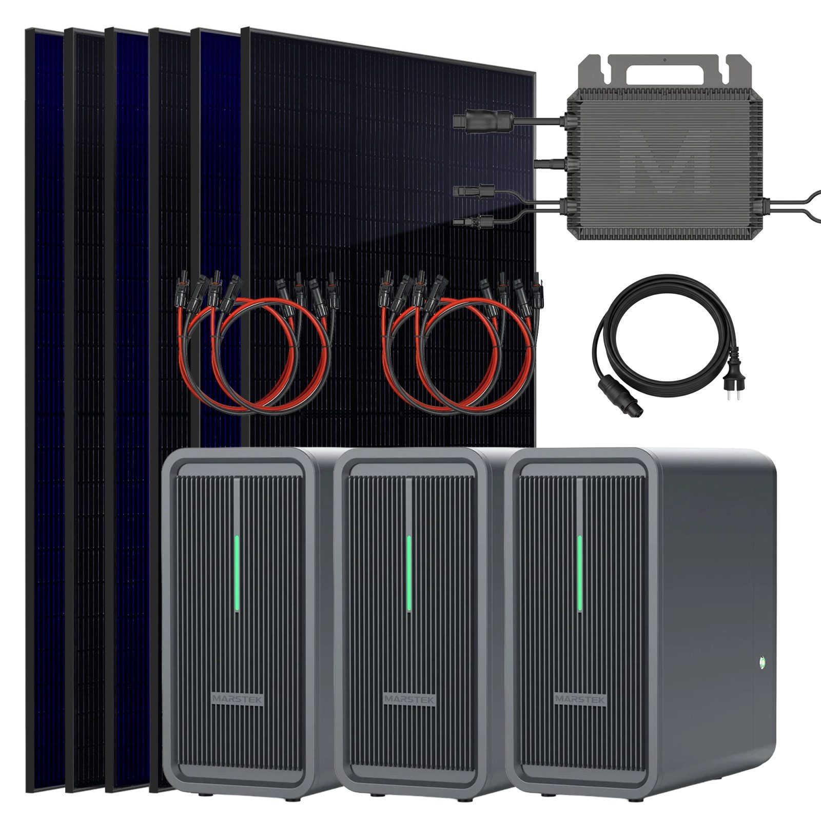 SUNNIVA Balkonkraftwerk 2760W mit 6,72 kWh Speicher, (Marstek 3x B2500-D, BIFAZIAL FULLBLACK komplett Steckdose, PV Solaranlage Komplettset mit Solarspeicher, 6x 460W N-Type Glas-Glas Bifacial Module)