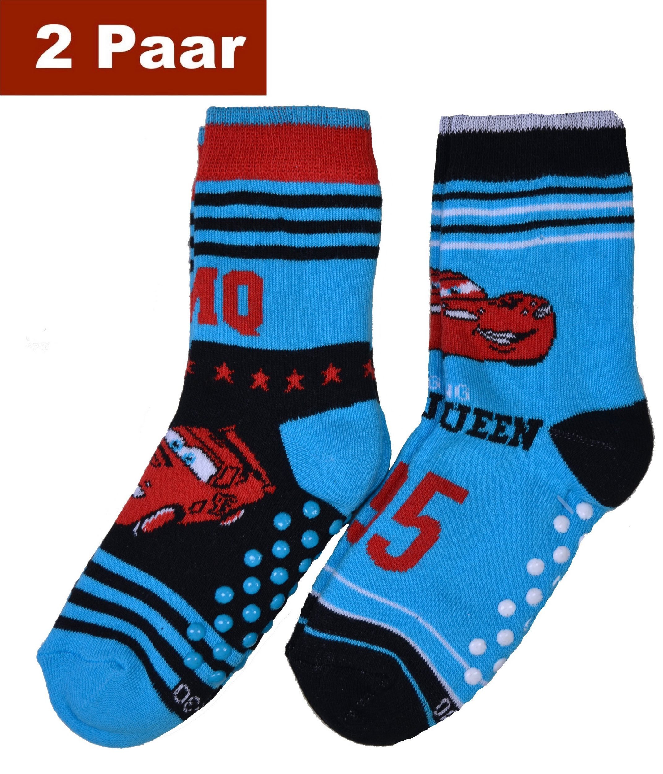 Disney Cars ABS-Socken Cars ABS Anti Rutsch Socken Jungen Socken mit Noppen Lightning McQueen (2-Paar) schön warm, rutschfest, ABS Noppen