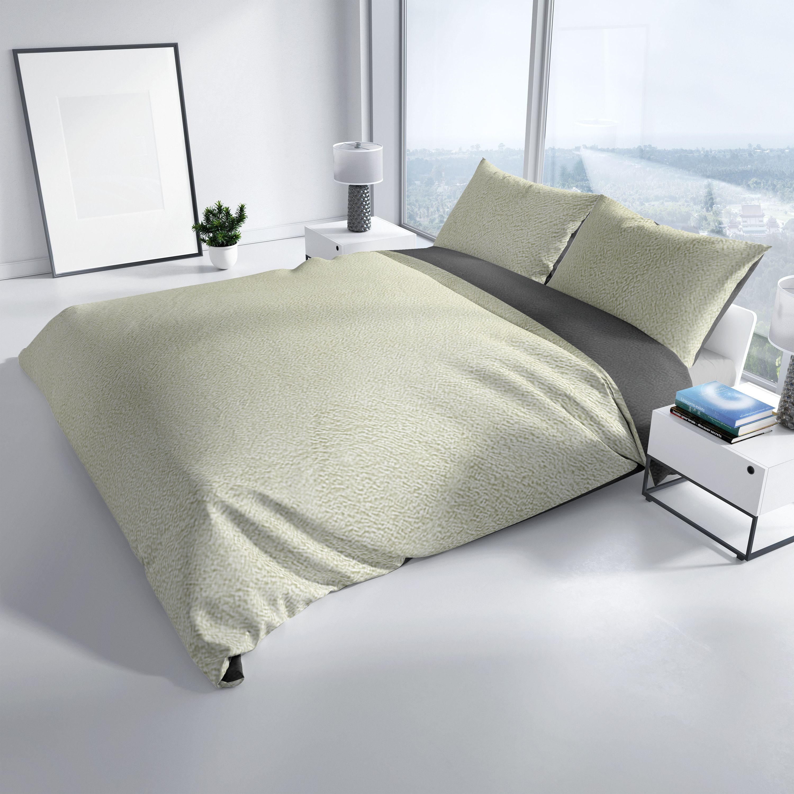 Leonado Vicenti Bettwäsche Winter flauschig warm, Fleece, 2 teilig, Thermofleece kuschelig weich, Einfarbig – Bild 4 von 5