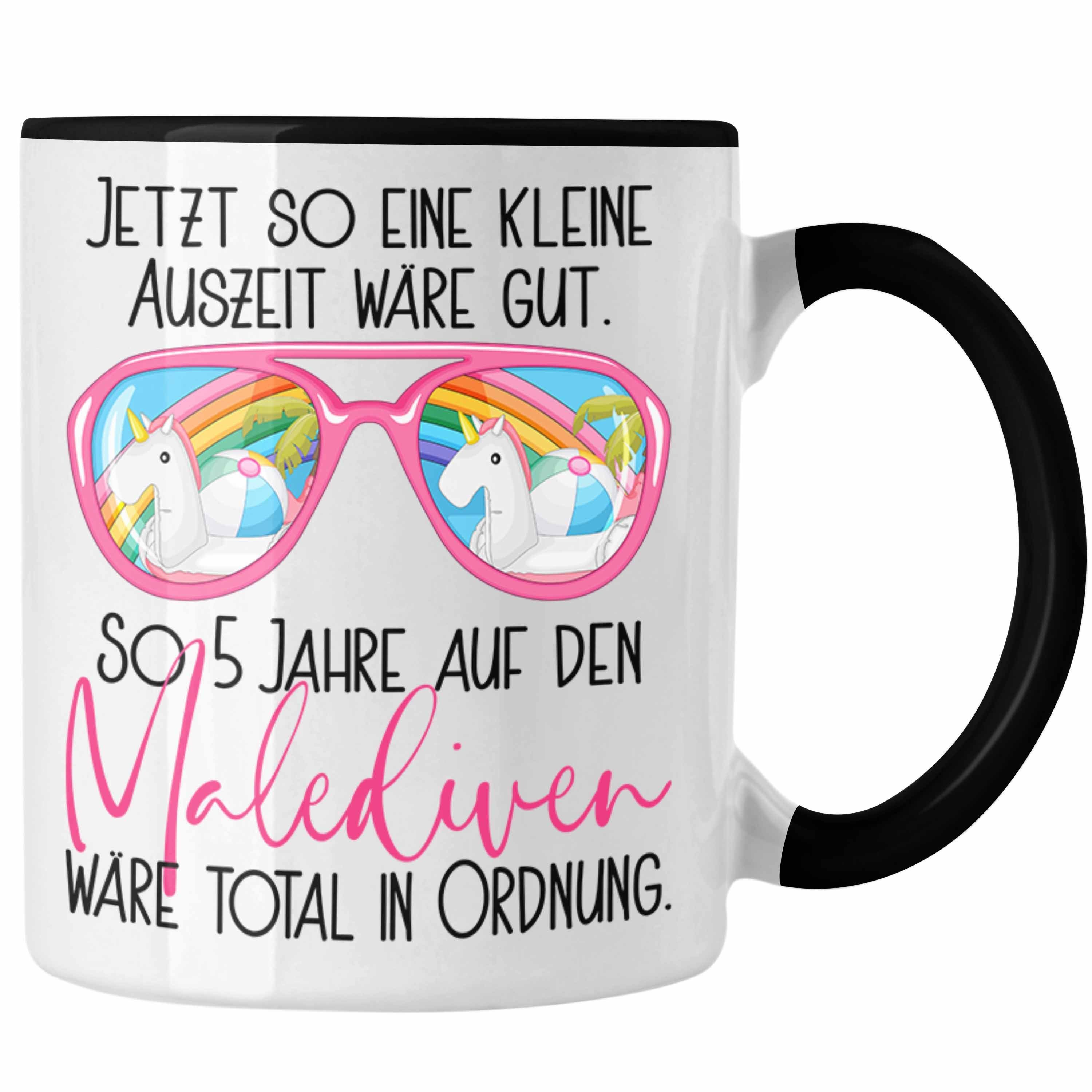 Trendation Tasse Malediven Tasse Geschenk Büro-Kaffeetasse mit Spruch für Kollegin Gesc Schwarz