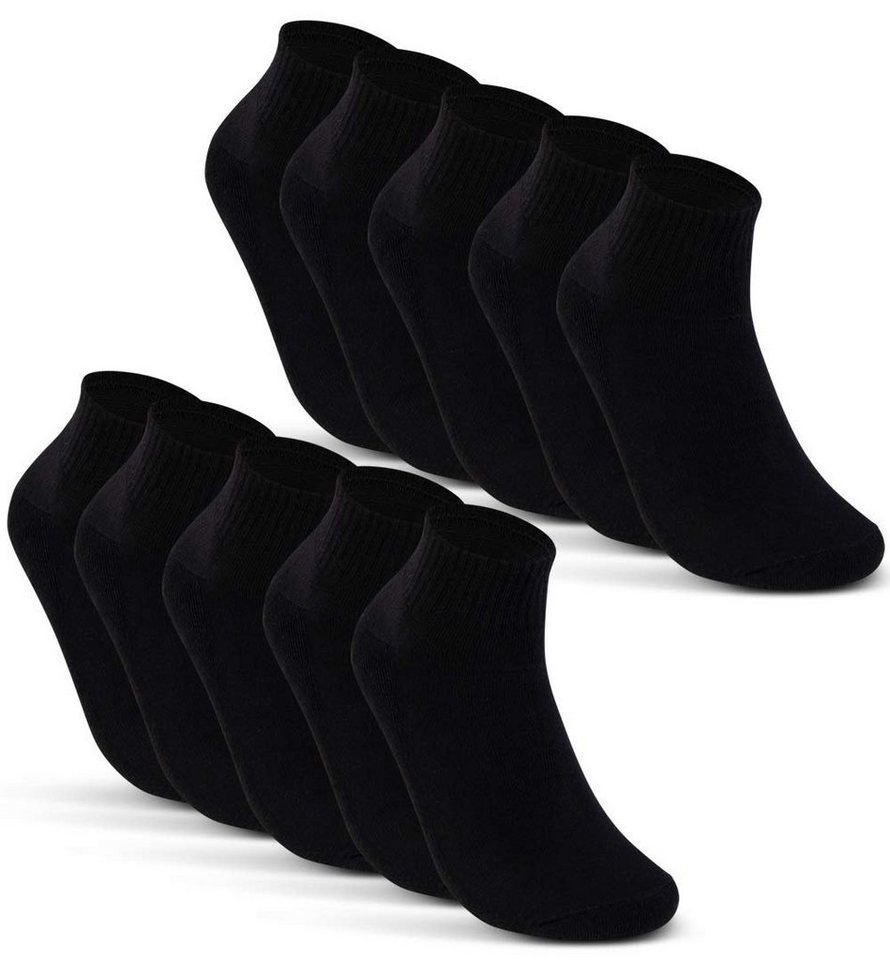 sockenkauf24 Sneakersocken 10 Paar SPORT Sneaker Socken Herren & Damen (Schwarz, 47-50) Sportsocken Frotteesohle Baumwolle - 16200 WP