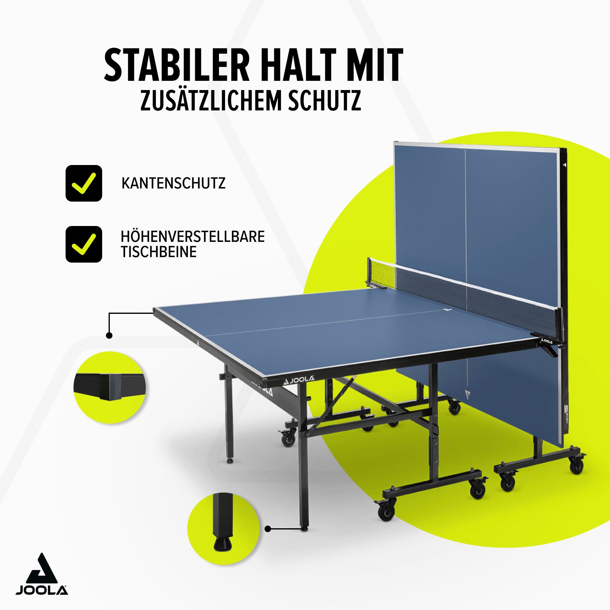 Joola Tischtennisplatte Inside 15 (Packung), Indoor Tischtennistisch - klappbares Untergestell, inkl. Netz