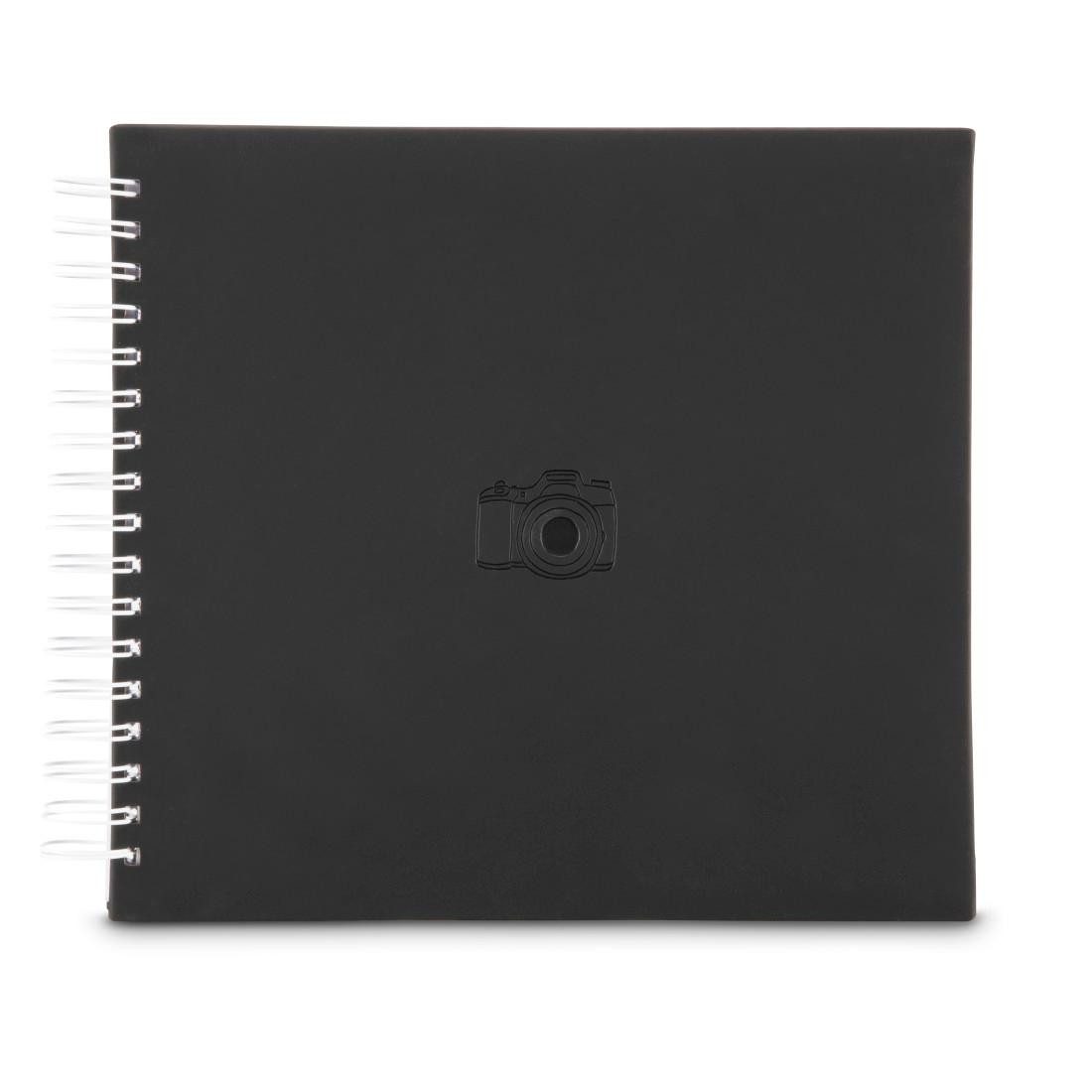 Hama Fotoalbum Fotoalbum zum selber Einkleben, Selbstgestalten, Spiral-Album 28x24 cm, Mit 50 weißen Seiten, Kleben, Spiralverschluss, Farbe schwarz