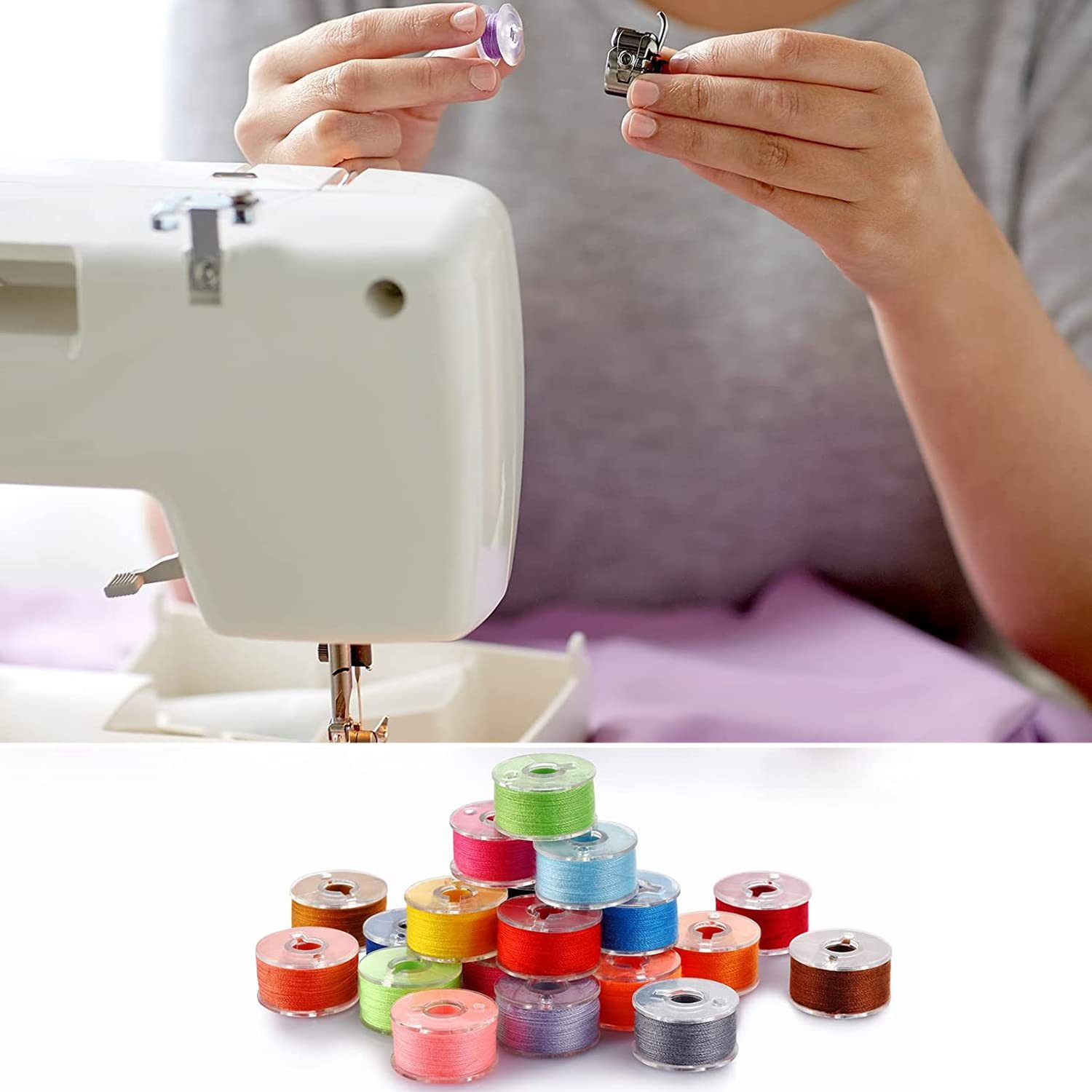 FOUORTUNATE-BEE Trimmerfaden 25 Nähmaschinen Spulen mit Box, Unterfadenspulen Zubehör, Spulenbox für DIY Nähen, Haushalt und Nähmaschinen Zubehör – Bild 4 von 5