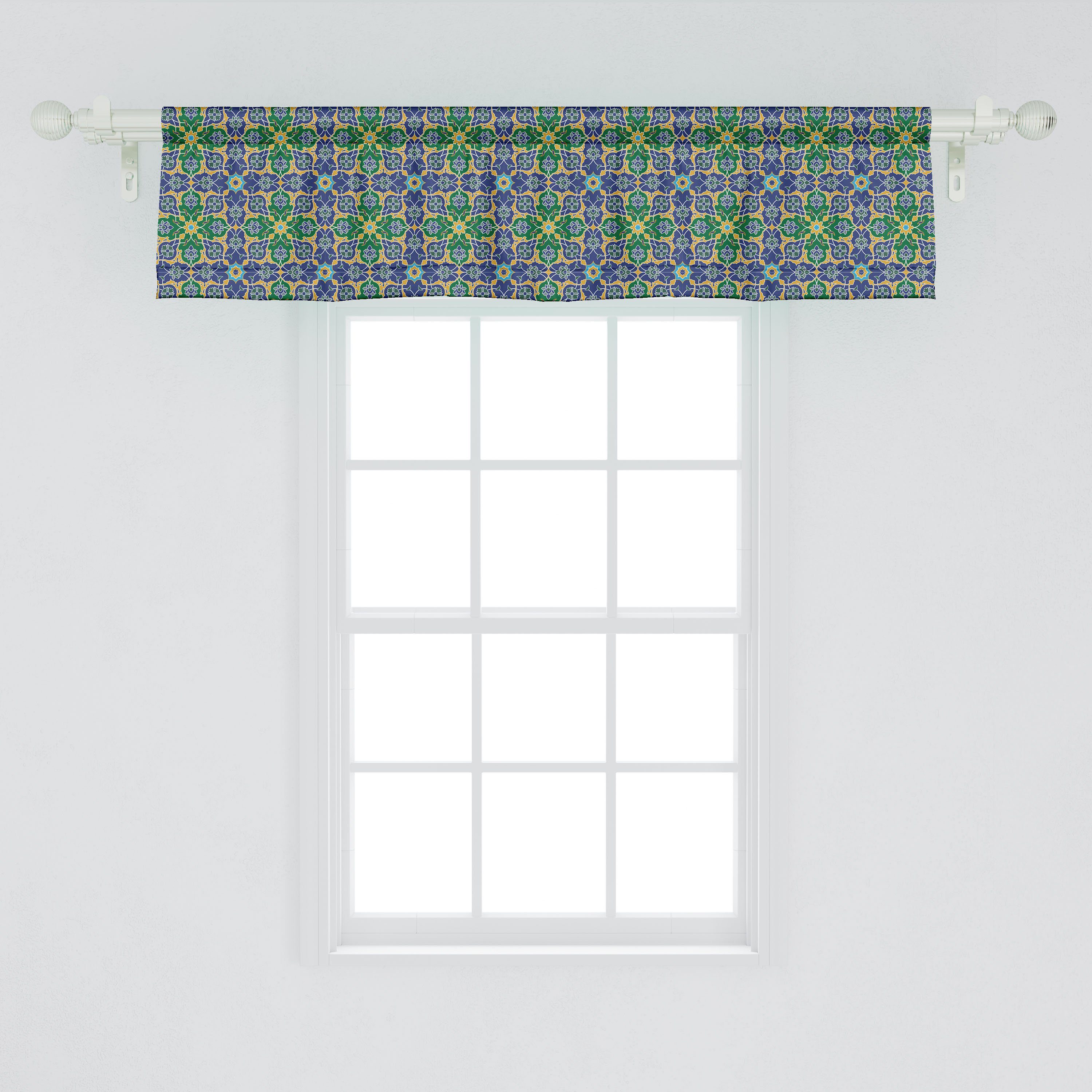 Küche Oriental Volant für Ethnisch Dekor Schlafzimmer Scheibengardine Abakuhaus, mit Vorhang Microfaser, Stangentasche, Damast