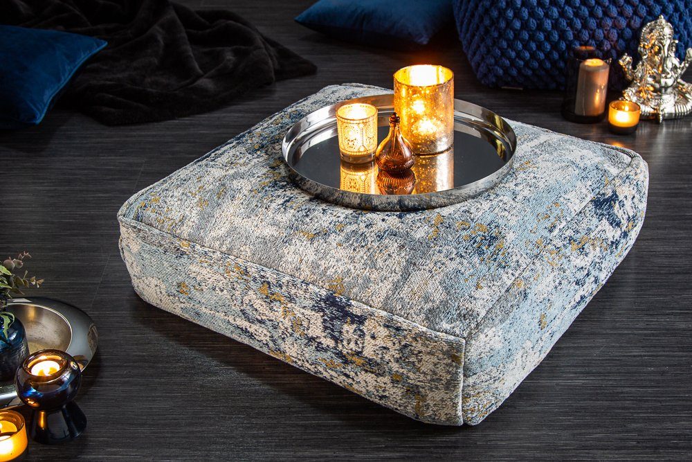 riess-ambiente Bodenkissen XL ABSTRAKT 70cm blau / beige, Sitzkissen · flor günstig online kaufen
