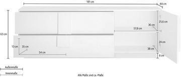 INOSIGN Lowboard Jupiter, TV-Bank, Breite 181 cm mit 2 Schubkästen