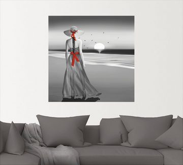 Artland Wandbild Ein Blick zurück aufs Meer, Frau (1 St), als Alubild, Outdoorbild, Leinwandbild, Poster, Wandaufkleber